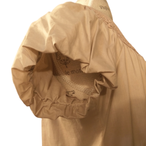 Apostrophe Puff Sleeve Top Taupe Blouse - Picture 3 of 7